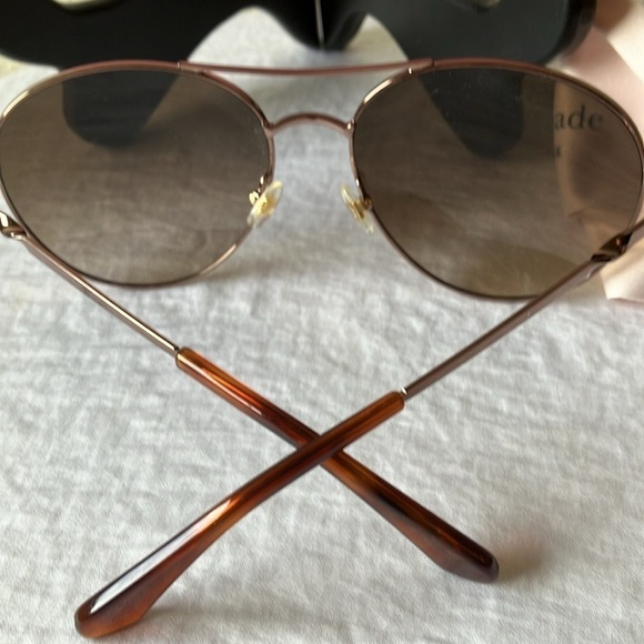 Kate Spade:Rose Gold Aviator (Joshelle) Sunglasses-case & cloth-brown lens-flaws - Picture 8 of 16